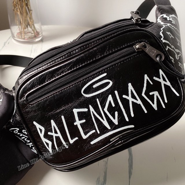 Balenciaga專櫃爆款男女腰包 巴黎世家經典原單進口香皮塗鴉腰包胸包 fyj1094